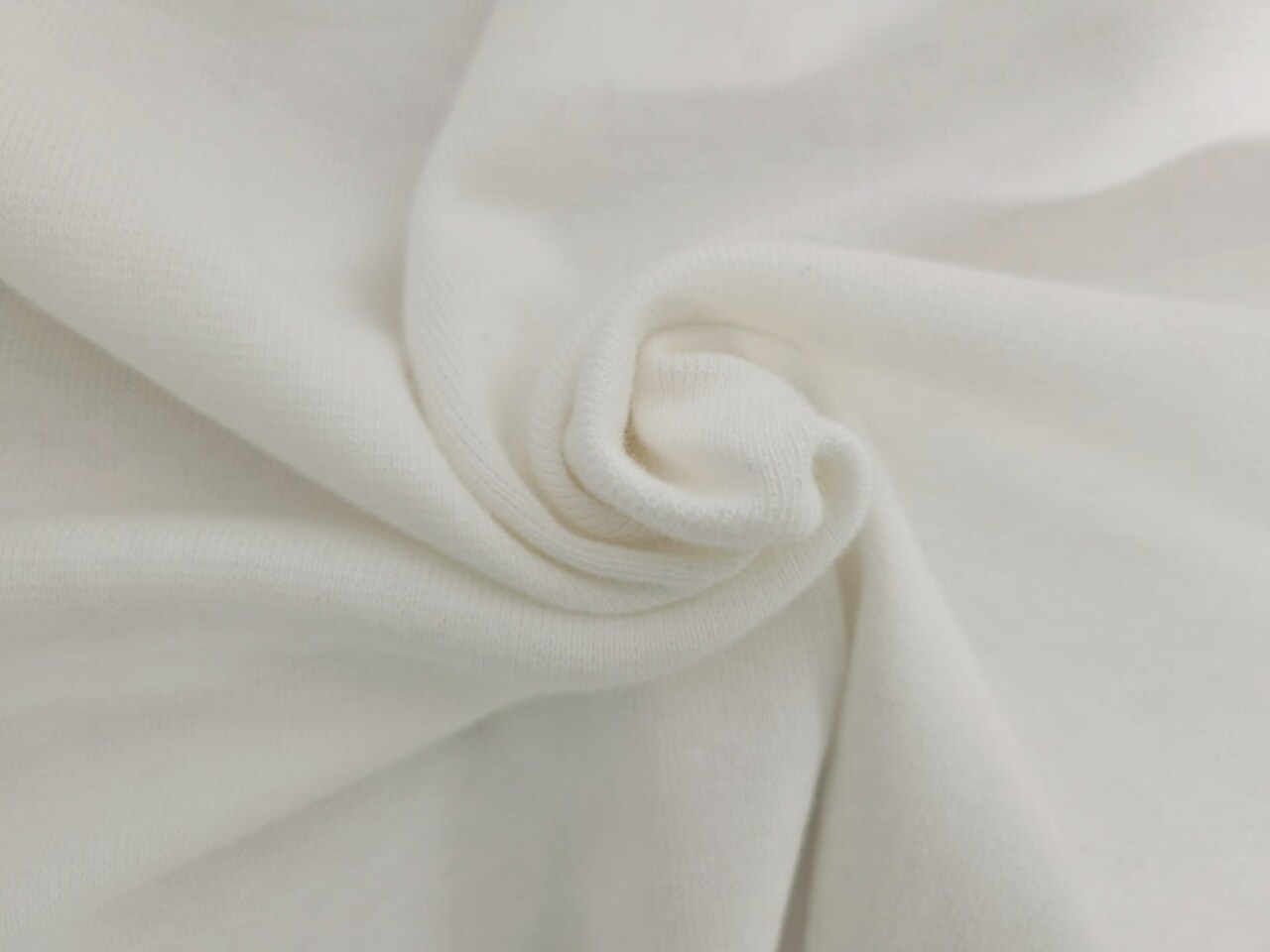 1 Yard Off White PFD Organic Cotton Spandex 1x1 Rib Fabric Soft Stretchy